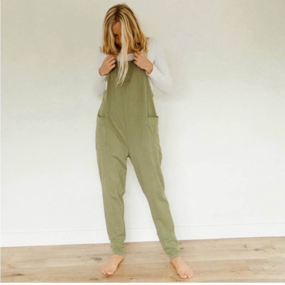 Storq Sage Green Women's Maternity Cotton Jumpsuit Overalls